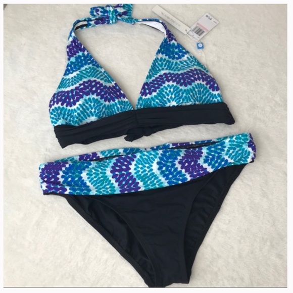 Bleu Rod Beattie Halter Bikini Black Blue 10 - Picture 1 of 8